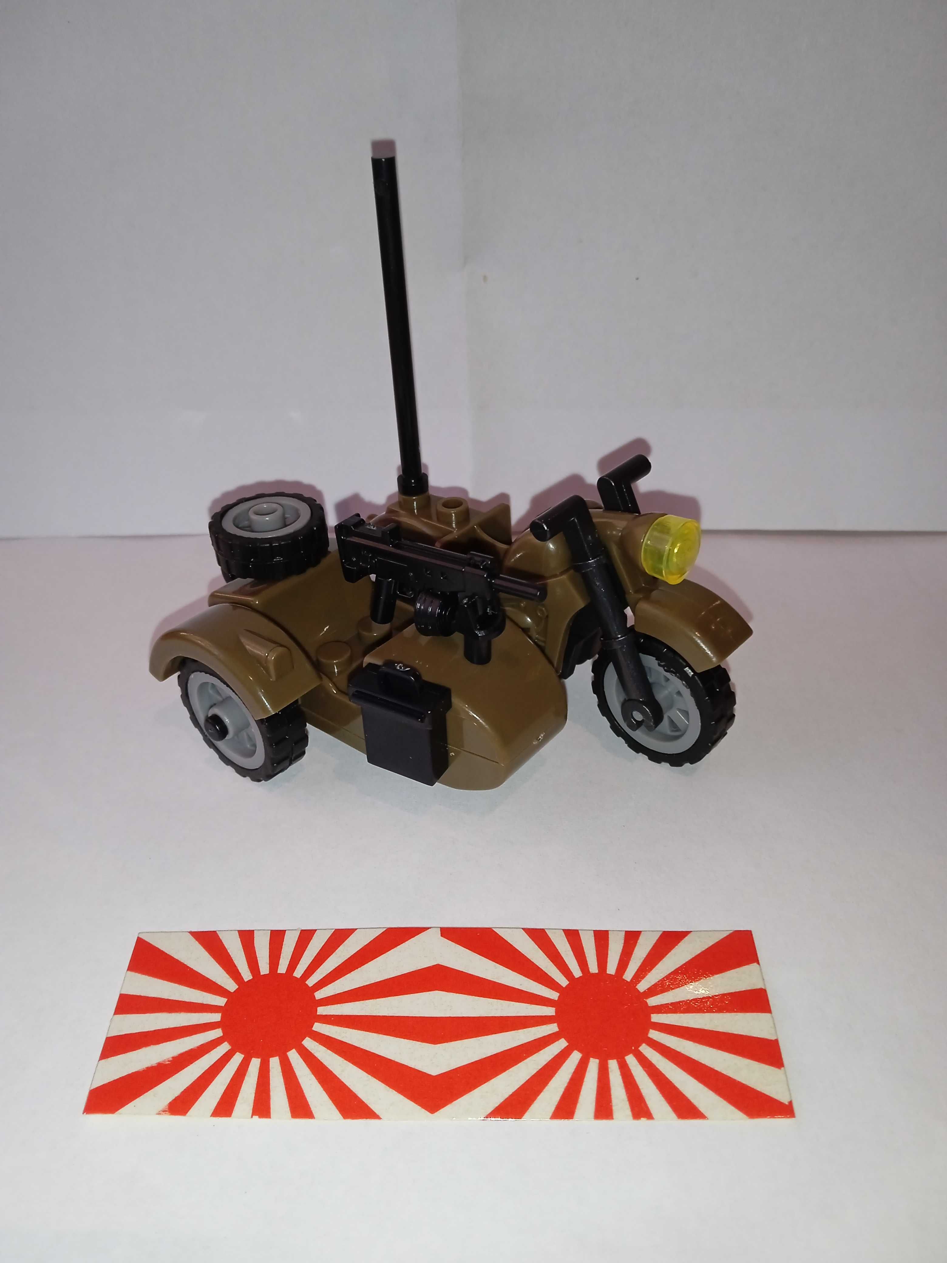 Klocki motocykl z koszem bocznym brąz ciemny ww2 komp. z Lego, Cobi