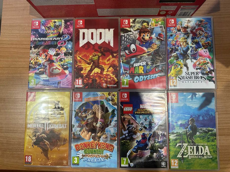 Nintendo Switch (modelo original) + 8 jogos – impecável e completa!