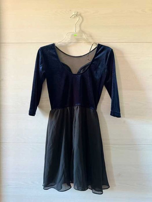 Krótka granatowa sukienka z weluru h&m xs alternatywka goth grunge