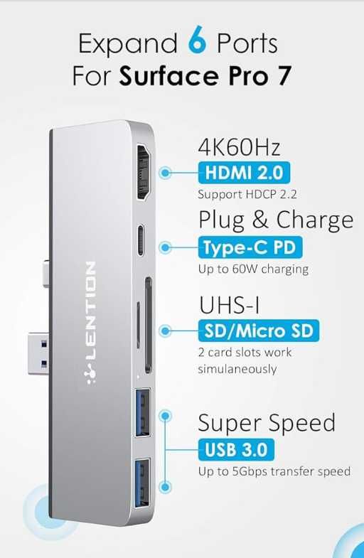 LENTION 6 w 1 -  Koncentrator do laptopa - NOWY firmowo - USB, HDMI