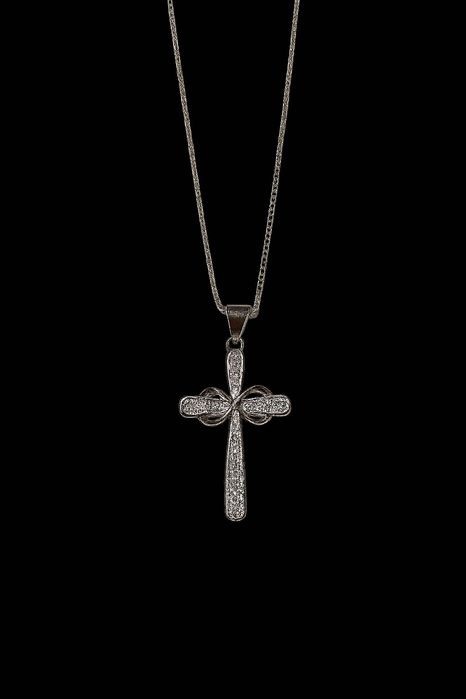 Naszyjnik krzyż z cyrkoniami srebro próby 925 nowy