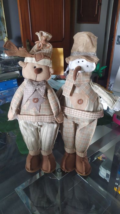 2 bonecos altos novos decoração de natal ou inverno