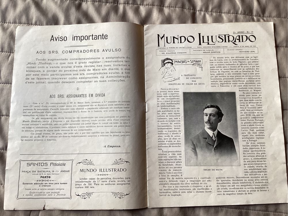 Revista Antiga 1913 Mundo Ilustrado Fotografia Publicidade