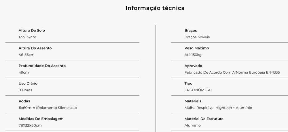 Cadeira Ergonômica Profissional Miller
