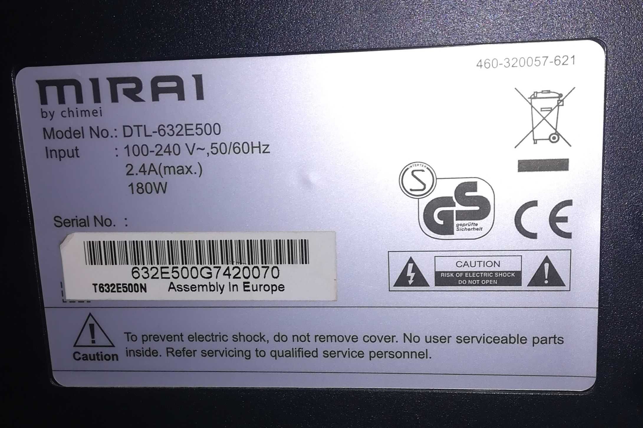 Telewizor MIRAI 32" DTL-632E500 – HD Ready, HDMI, sprawny