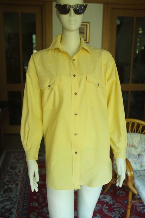 letnia żółta koszula real vintage bawełniana płócienna oversize 90s