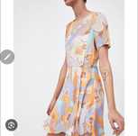 Sukienka Zara mini l 40 krótki rękaw viscose vintage retro pastelowa