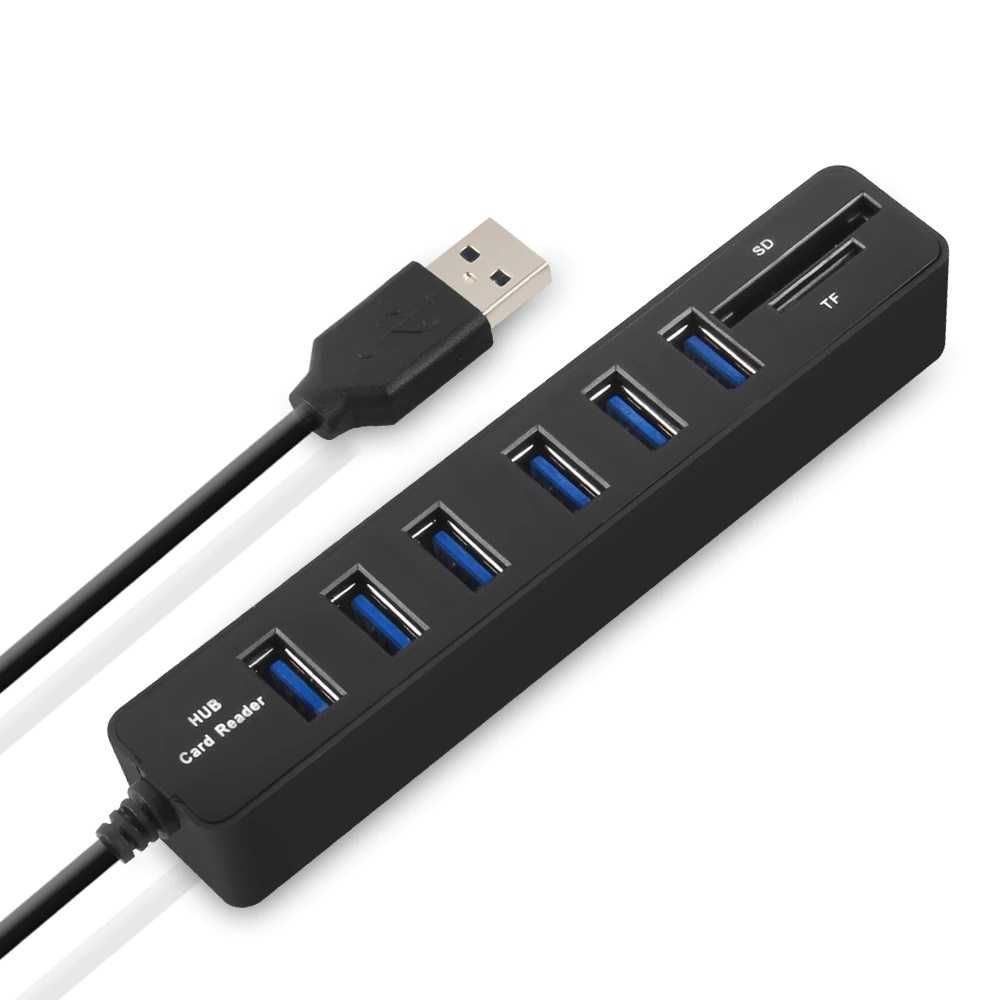 USB хаб 6 USB 3.0 картридер микро SD / TF