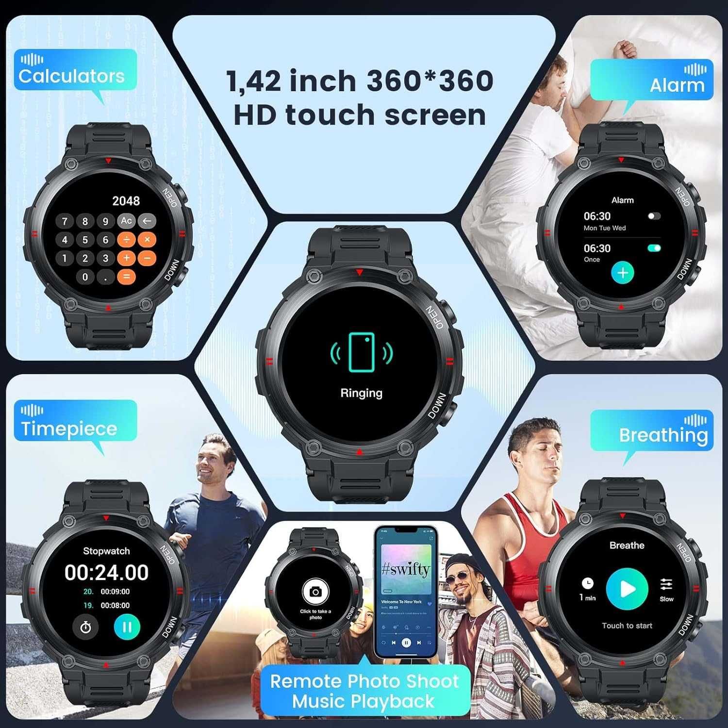 Smartwatch Zegarek Męski Funkcja Rozmów Polskie Menu Kardio 2 Paski