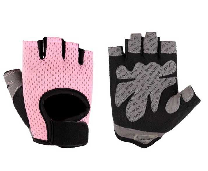 Женские перчатки для спорта/зала розовые тренировок/фитнеса СЕТКА