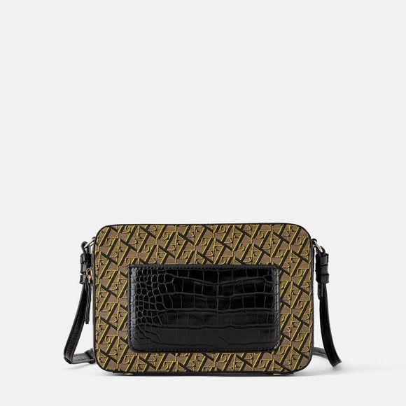 Zara Animal Print Logo Embossed Crossbody Bag сумка