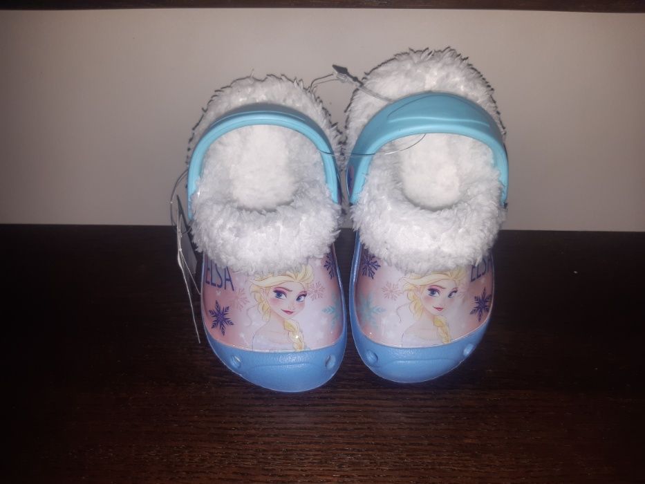 NOWE pantofle croksy ocieplane FROZEN Elsa kraina lodu klapki