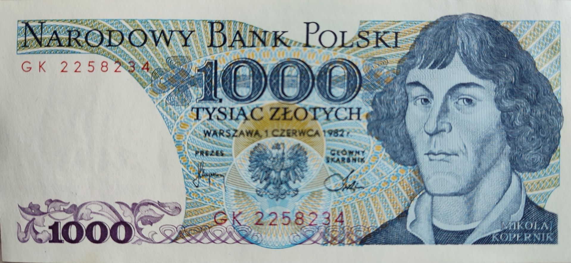 1000 złotych 1982 rok Mikołaj Kopernik seria GK