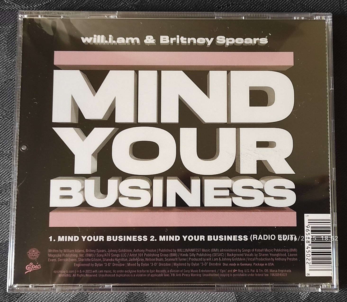 Will. I. Am. & Britney Spears - Mind Your Business - CD Single