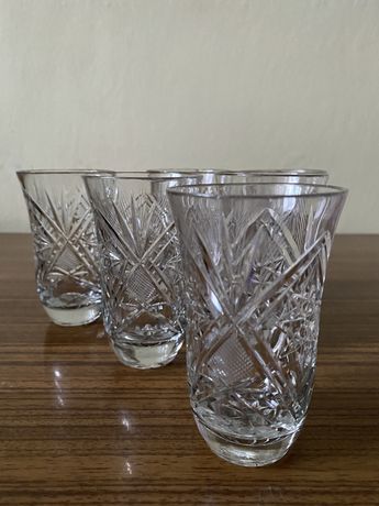 Komplet 6 kryształowych szklaneczek - zestaw vintage z czasów PRL