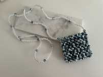 Torebka szara czarna biała perłowa koraliki perełki mini pearl bag y2k