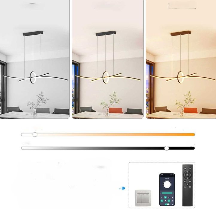 Nowoczesna lampa wisząca LED 36 W ściemniana czarna 100 cm