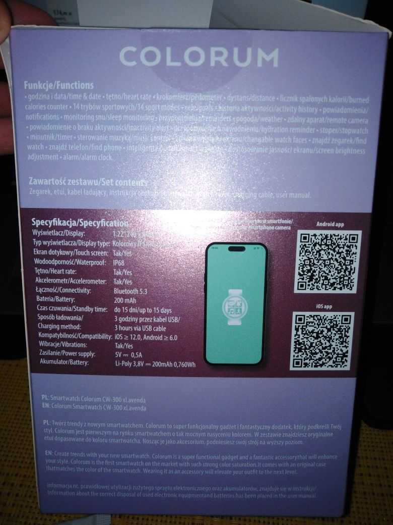 Smartwatch Forever Colorum CW-300Fioletowy