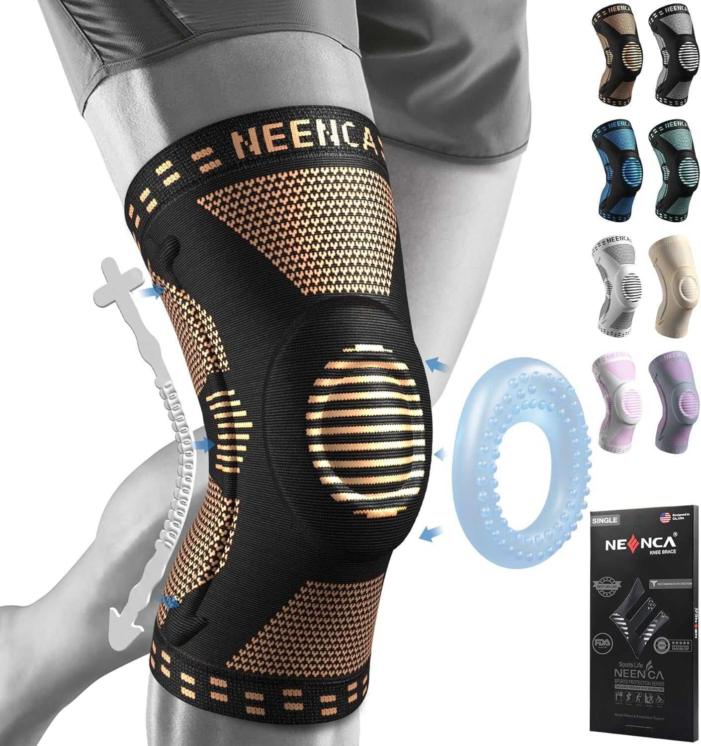 Opaska na kolano / orteza / stabilizator NEENCA !R-3XL! A1385!