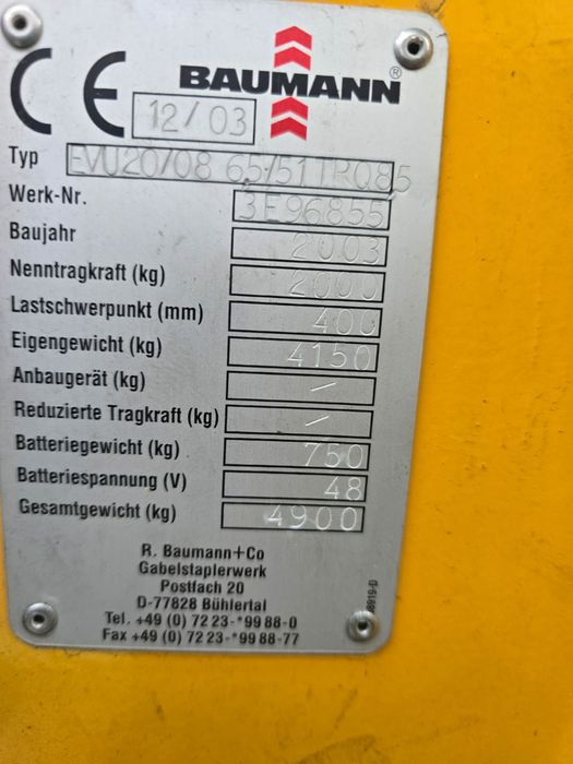 Wózek widłowy boczny wielokierunkowy BAUMANN EVU20 2T