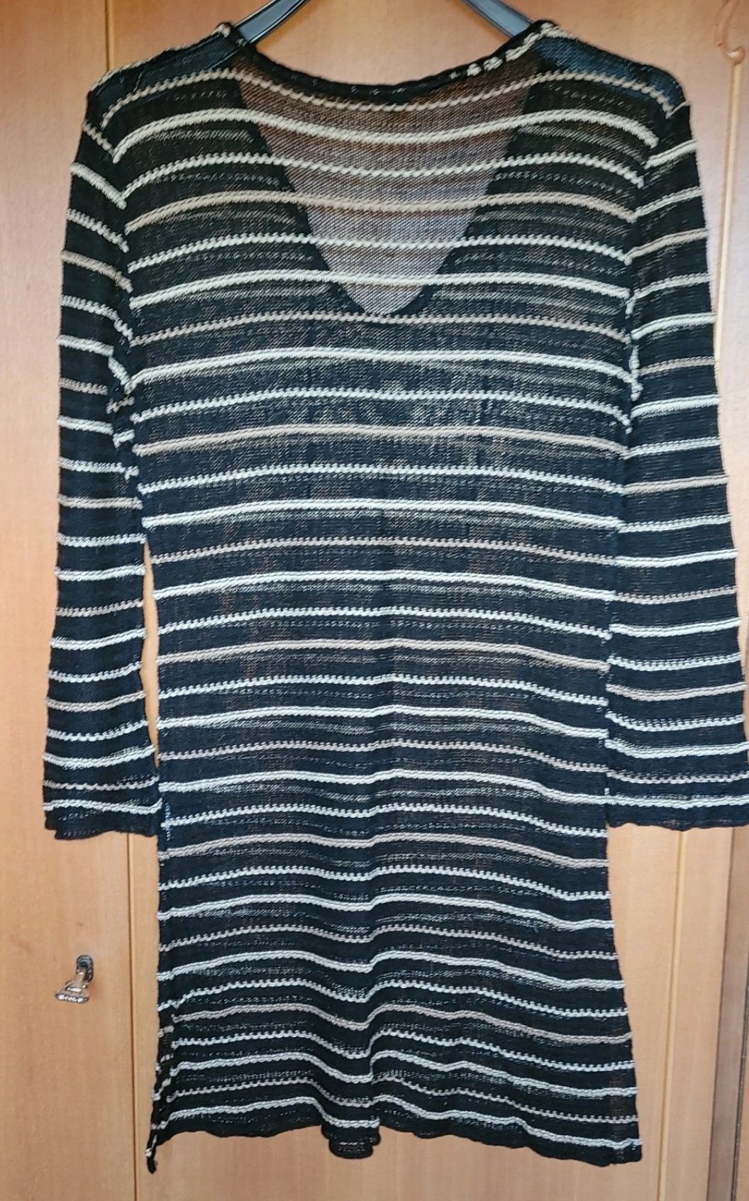Sukienka mini tunika w prążki S