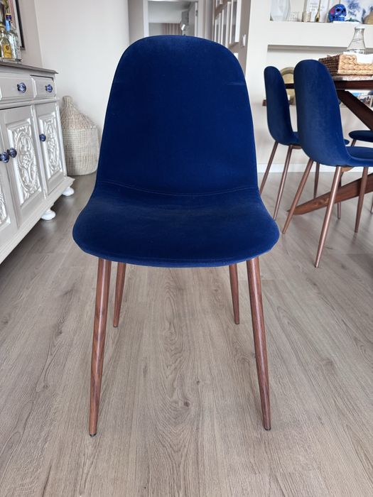 Vendo 6 cadeiras azuis veludo COMO NOVAS