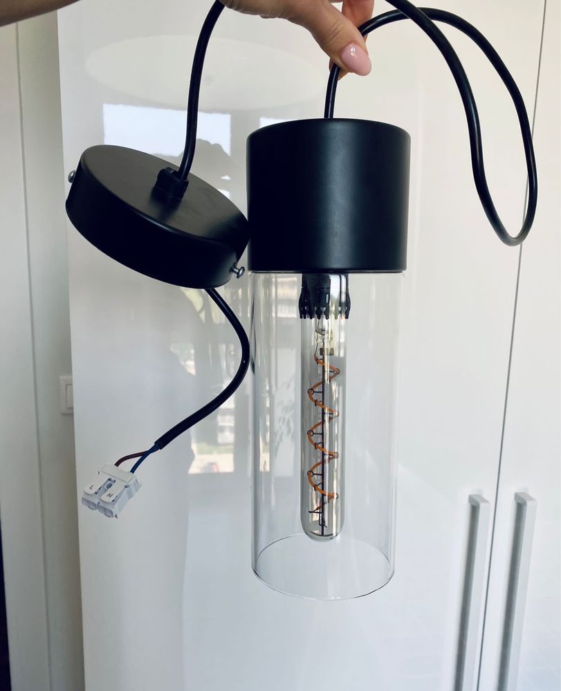 Lampa IKEA + Żarowka Rollsbo + Podsufitka metalowa czarna