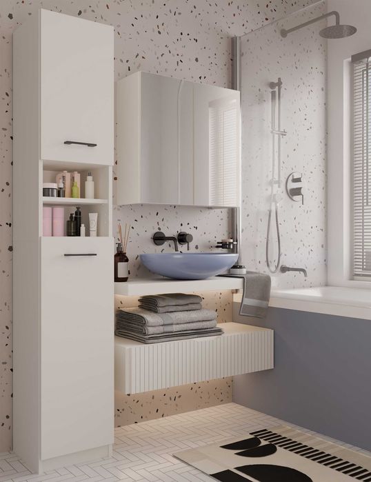 Szafka Łazienkowa Wisząca Z Lustrem Nad Umywalkę POLA 2DL KASZMIR