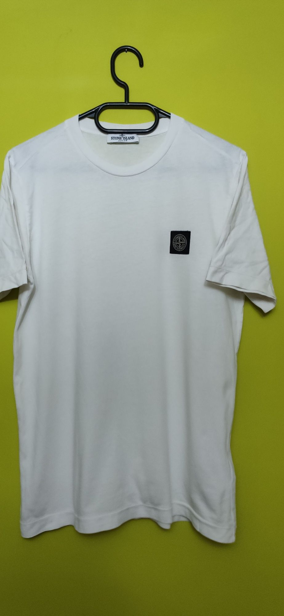 Koszulka t-shirt  Stone Island biała z czarnym logo z bawełny Jersey