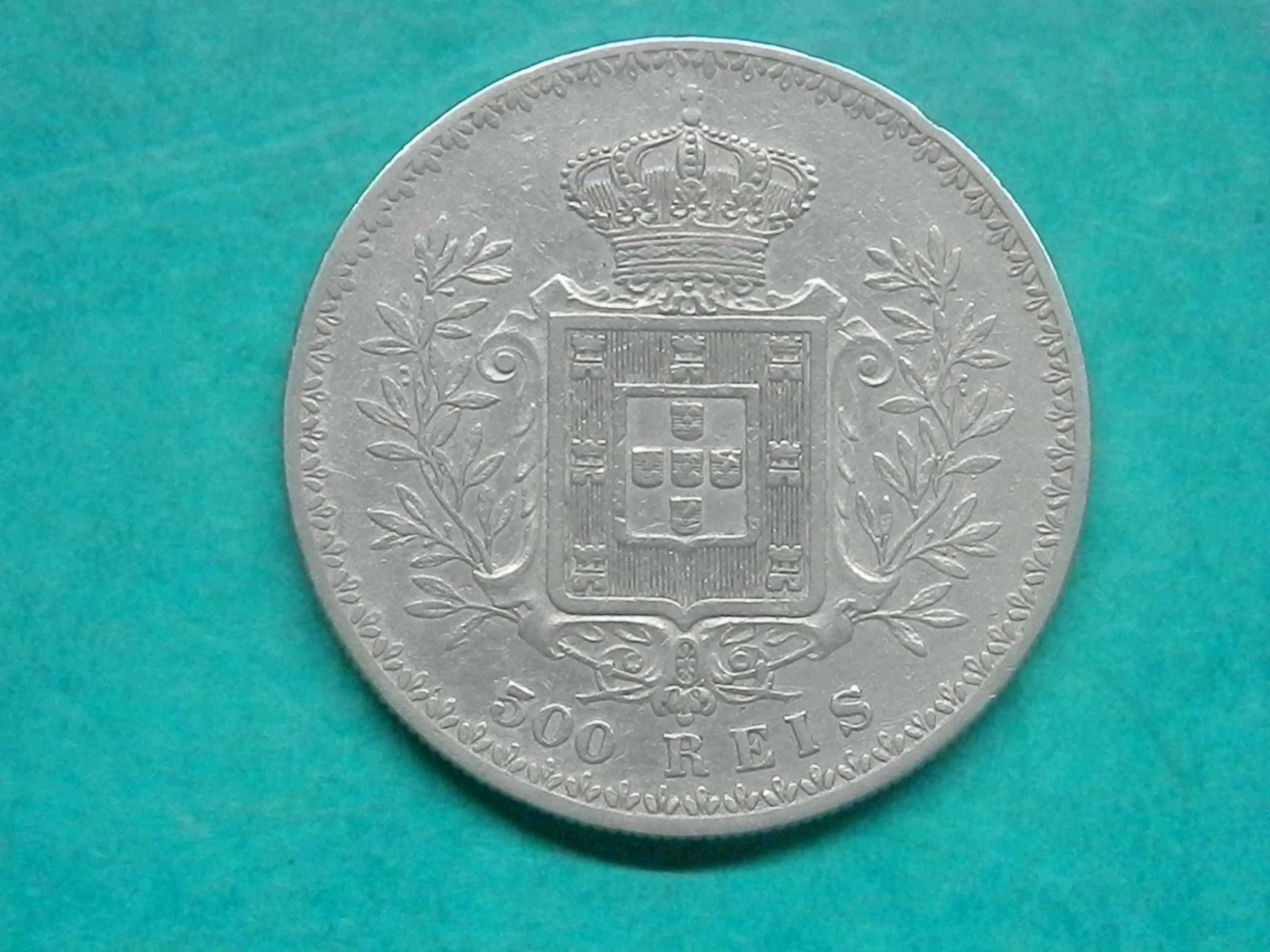 994 - Carlos I: 500 réis 1900 prata (Rara), por 385,00