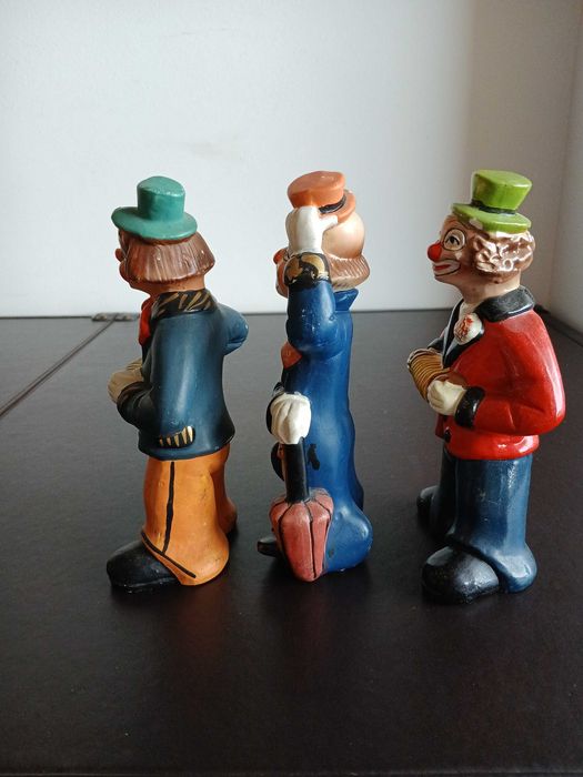 3 palhaços vintage em cerâmica