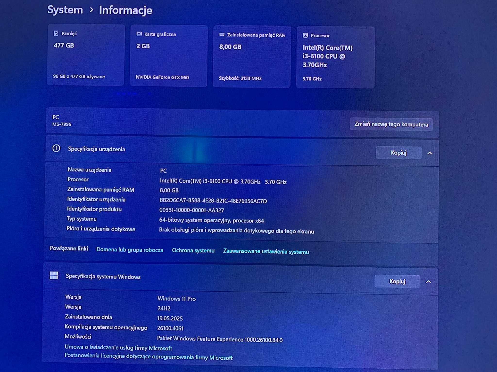 Komputer stacjonarny Intel Core i3-6100, MSI GeForce GTX 960 GAMING 2G