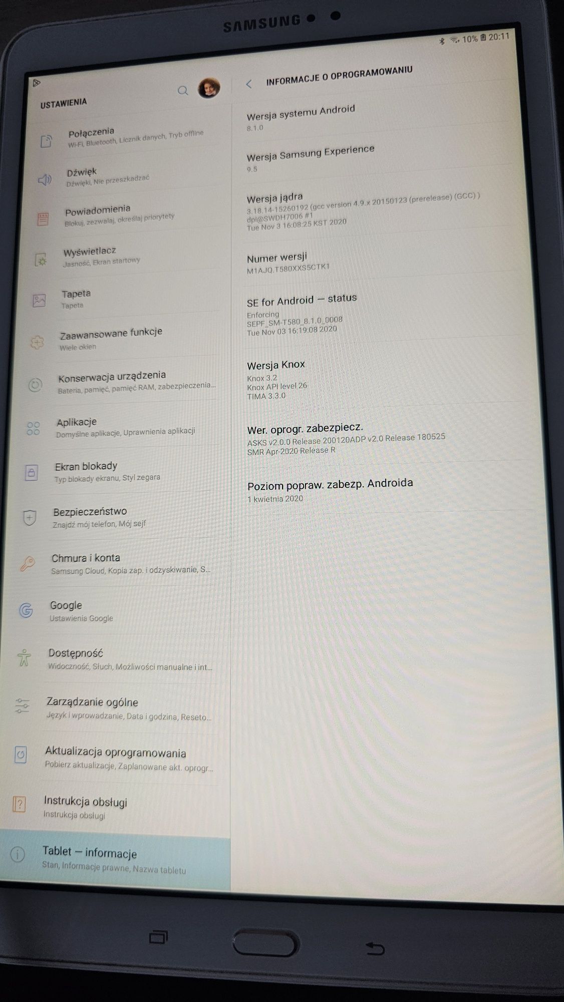 Galaxy tab A6 10' SM-T580