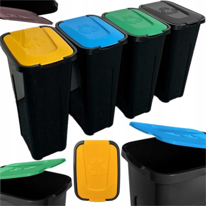 Kosze do segregacji odpadów 4x30L papier szkło plastik BIO XL