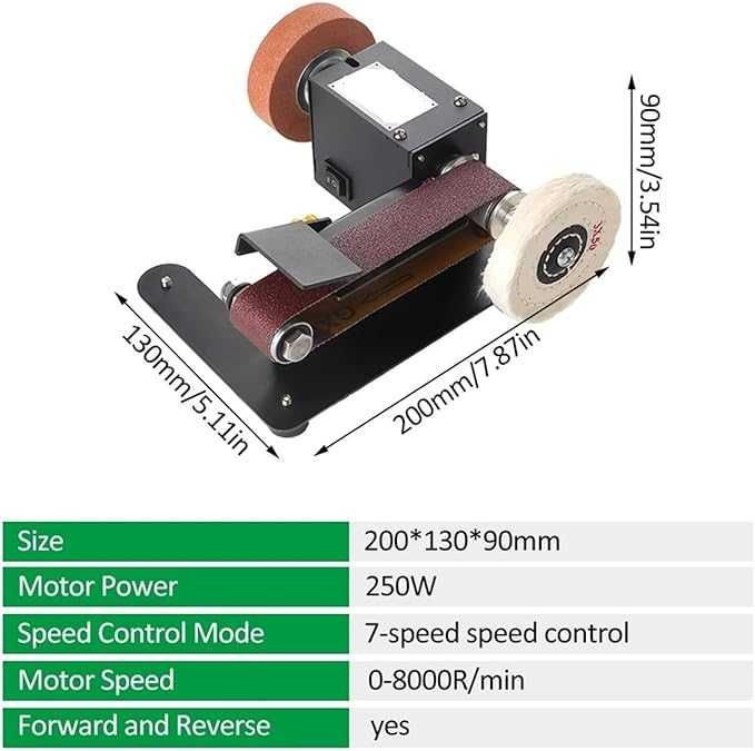 Mini szlifierka taśmowa elektryczna, regulacja prędkości 250W
