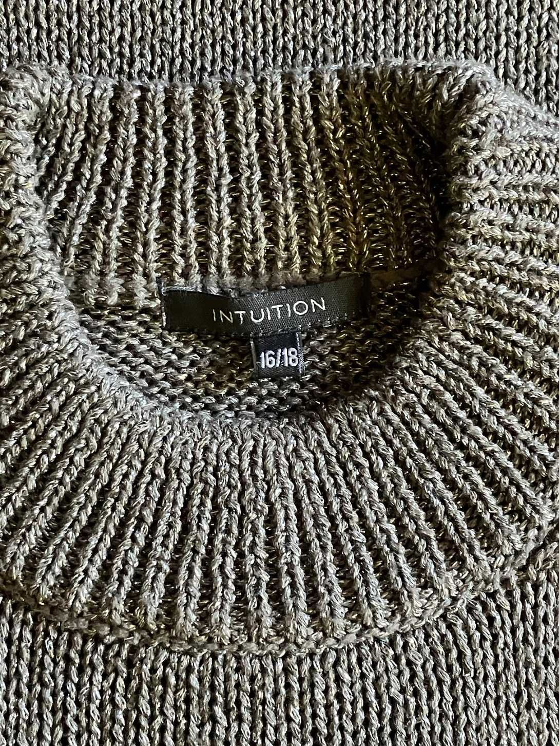 Szary elastyczny sweter ze srebrną nitką (Intuition)