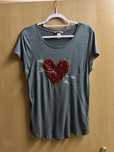 H&M szary t-shirt z cekinami serce M