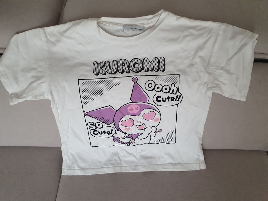 Słodka koszulka T-shirt Kuromi Reserved 140 biała pudełkowa luźna