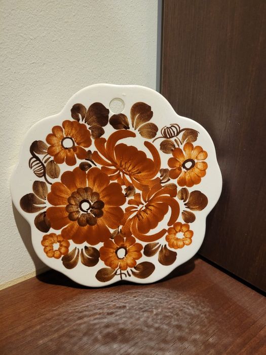 Ozdobna deska do powieszenia fajansowa Włocławek z lat 70 - PRL