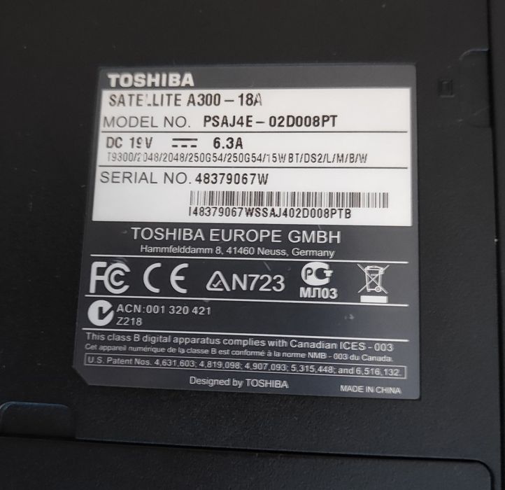 Toshiba satélite A 300 - 18A