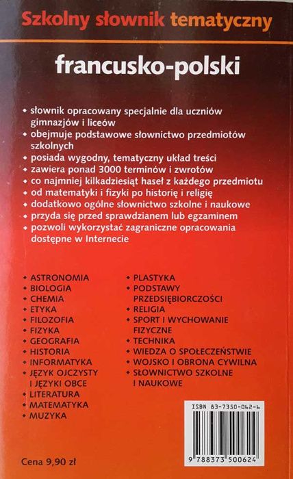 Szkolny słownik tematyczny francusko-polski