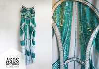ASOS sukienka długa zdobiona wyszywana maxi ramiączka cekiny wesele XS