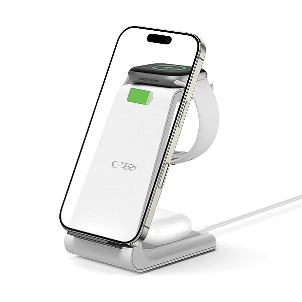 Tech-Protect Qi15W-A36/3In1 Wireless Charger For Apple White