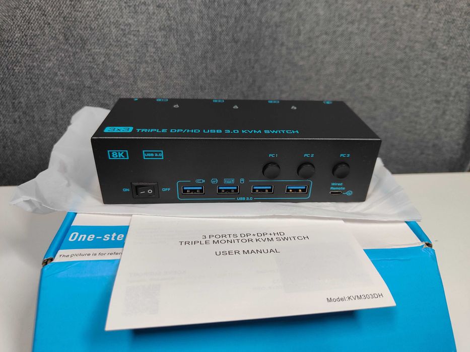 KVM Switch KVM303DH — 3 порти (2×DP + 1×HDMI), USB 3.0 (KCEVE)
