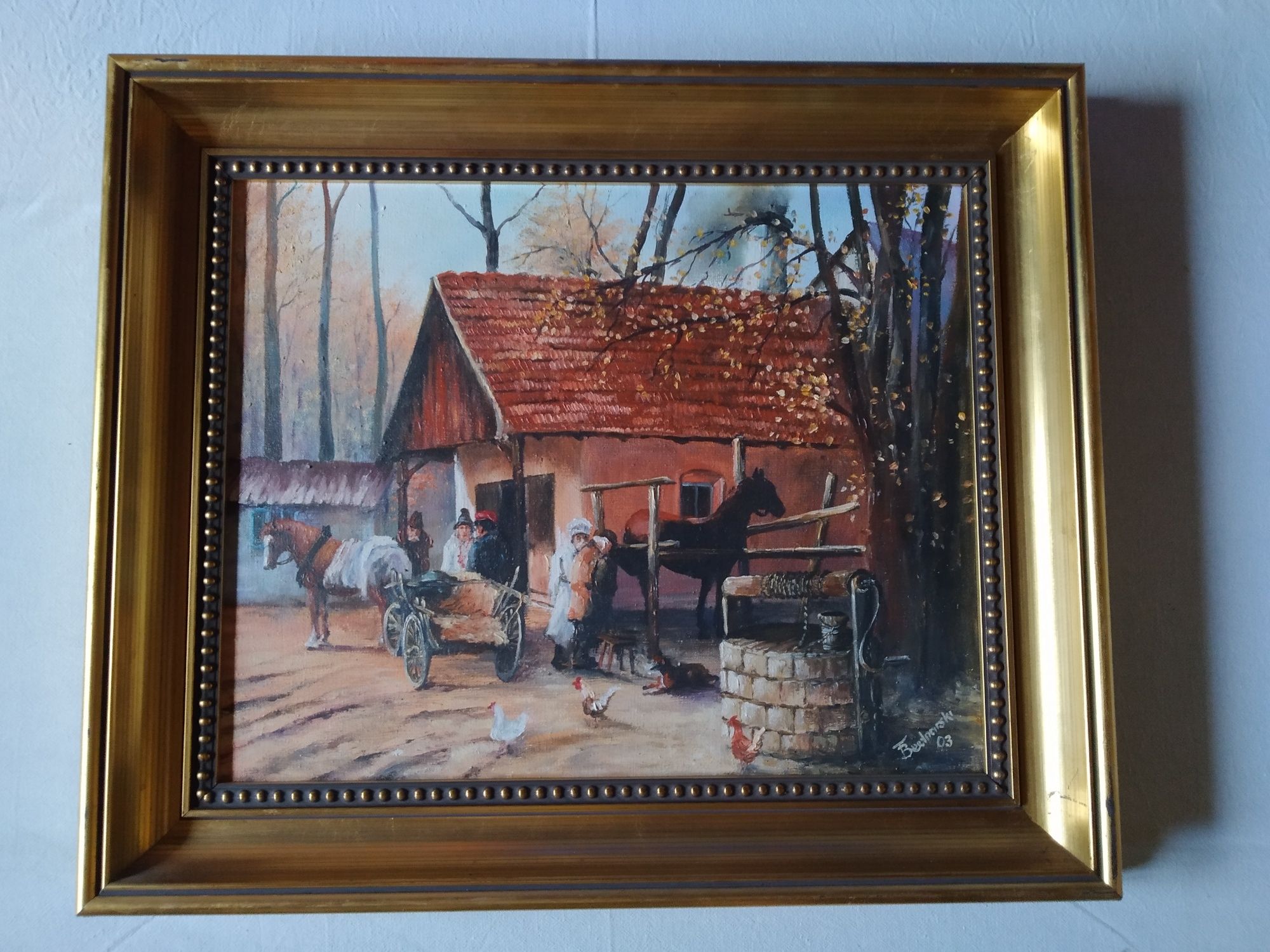 6 ręcznie malowanych obrazów(portret, krajobraz, konie, martwa natura)