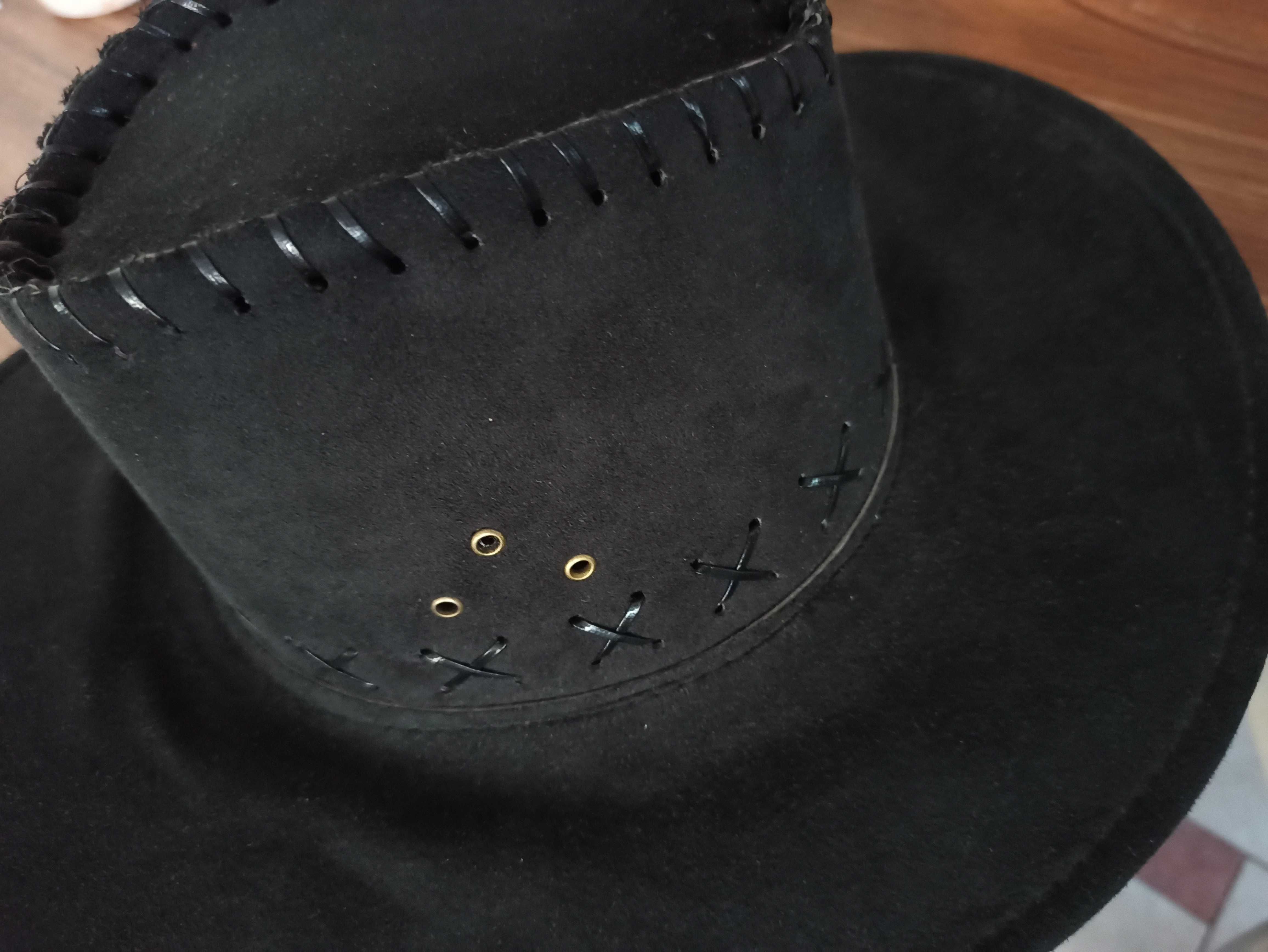 Zamszowy kowbojski kapelusz damski