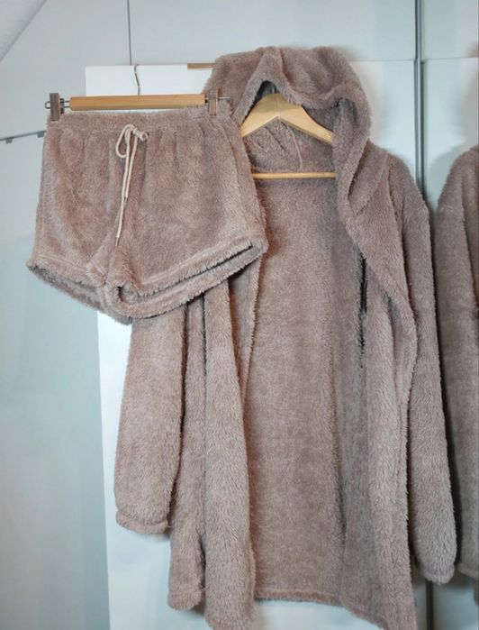 Welurowy szlafrok 36/6 futrzana pizama 36 dres pizama zestaw S