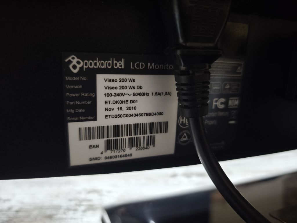 Monitor komputerowy Packard Bell 20"