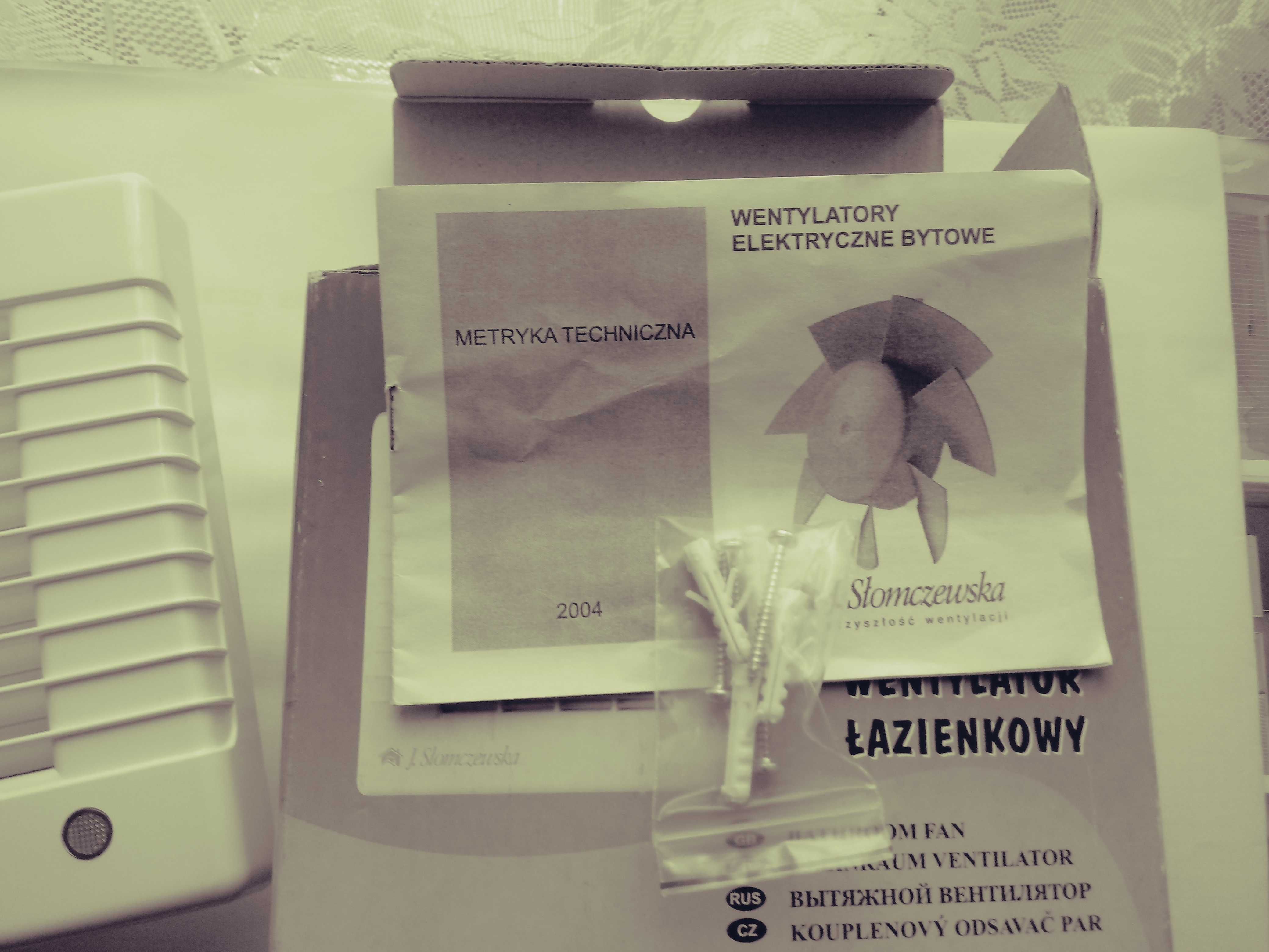 Wentylator łazienkowy D100AS z żaluzją firmy SŁOMCZEWSKA NOWY 120 zł