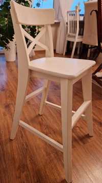 Biały stołek krzesełko Ikea Ingolf wysokie